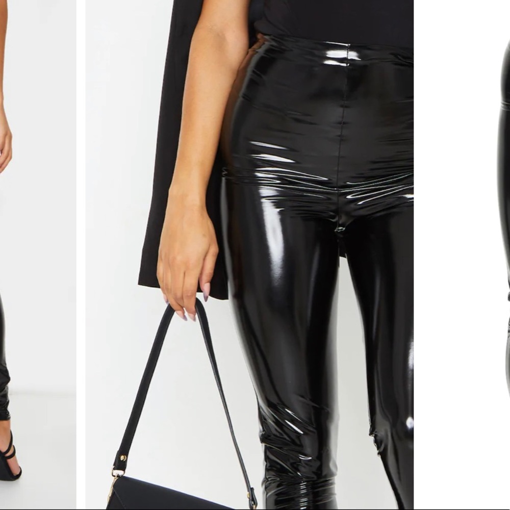 NEW Pretty Little Thing black High Waisted Vinyl Legging SIZE 0